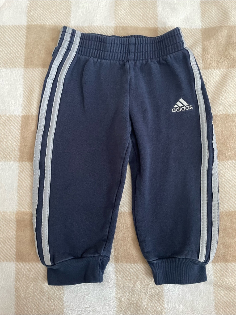 adidas kids size 2T Navy Joggers with Light Gray Side Stripes